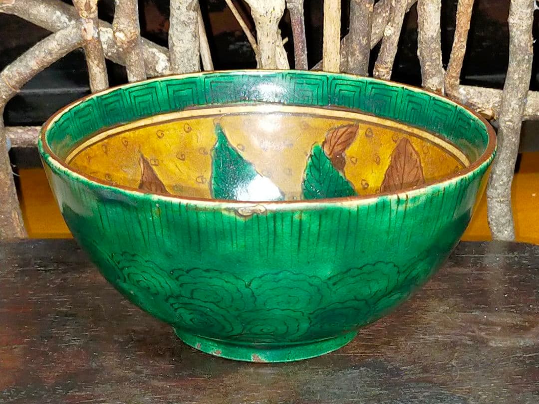 ♥九谷♥ 青手 桃の絵 茶碗 桐箱付き 骨董 古玩