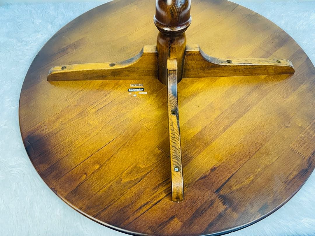 【美品】カリモク 丸テーブル 80cm ラウンド ダイニング　ブラウン