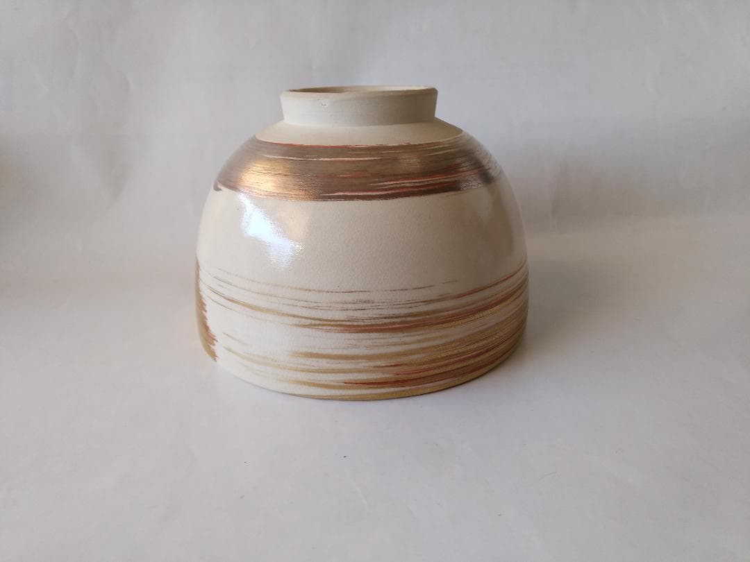 京焼 田中寿宝 作 仁清写 金襴 刷毛目 茶碗 茶道具 共箱 共布 栞