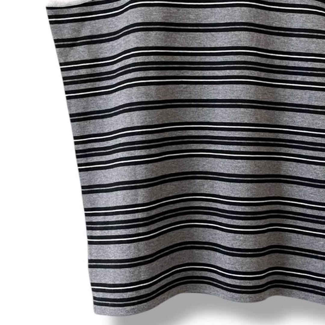 シャネル ココマーク ボーダー タンクトップ グレー 38 コットン