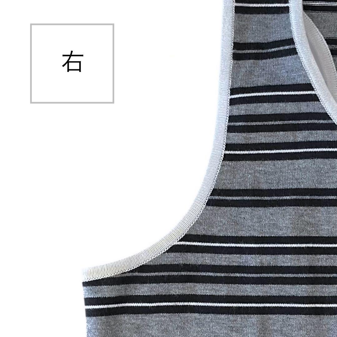 シャネル ココマーク ボーダー タンクトップ グレー 38 コットン