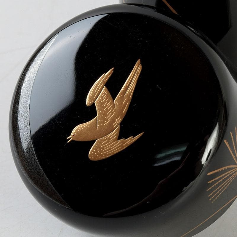 茶道具 中村宗悦作 時鳥蒔絵 長棗 仕覆付 共箱 V 9630