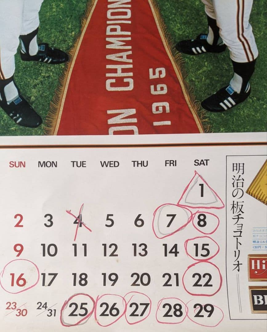 昭和ビンテージ・超レア　1973年　12枚　ジャイアンツカレンダー売切