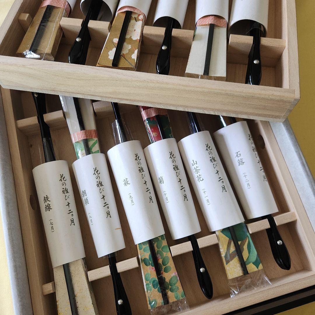 扇/季節の花12か月、工芸品、箱入り 花暦絵入り小箱 10月の花【りんどう】 | 桐箱の箱藤商店 | 京ものさんぽ