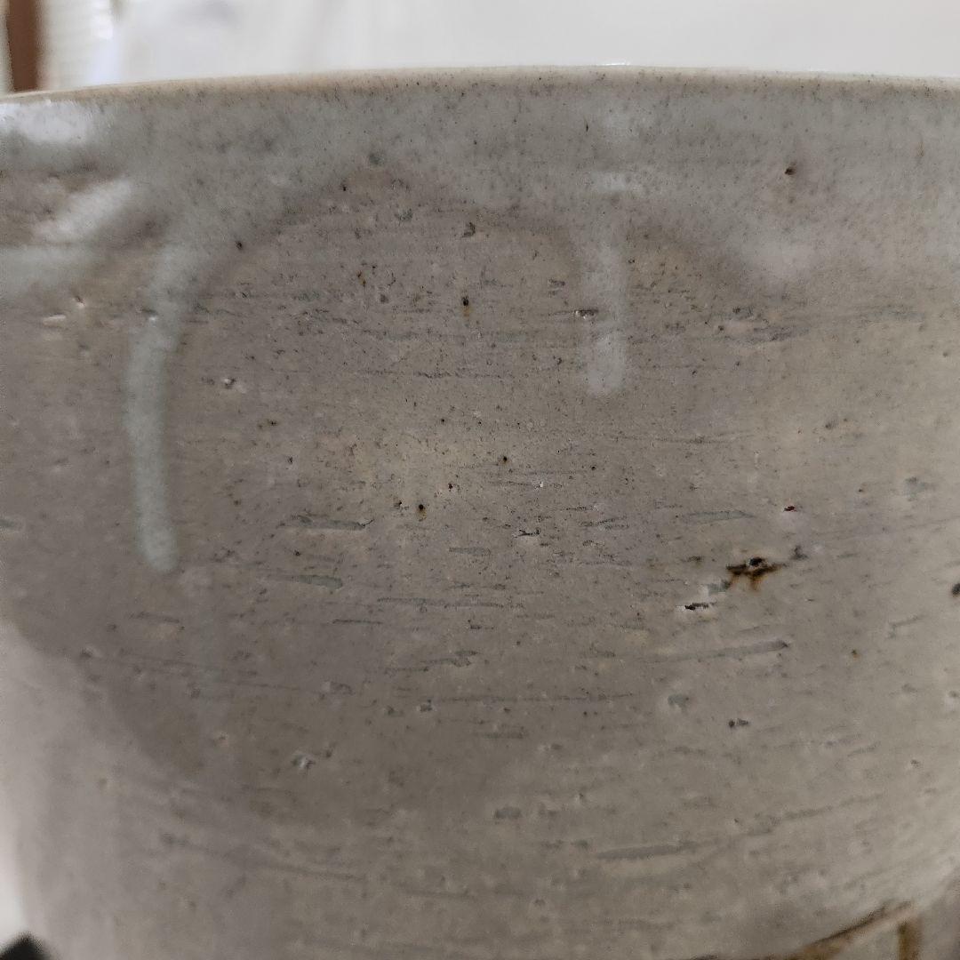 陶器 大きめの火鉢 骨董 茅葺きの家 手描き