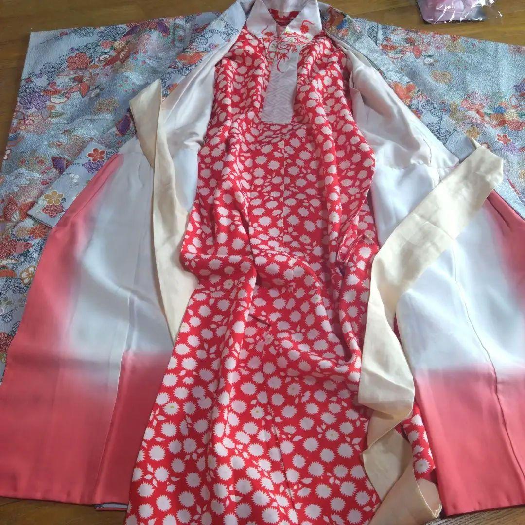 上品レトロレアカラー★ちりめん古典グレー★着物帯他小物フルセット