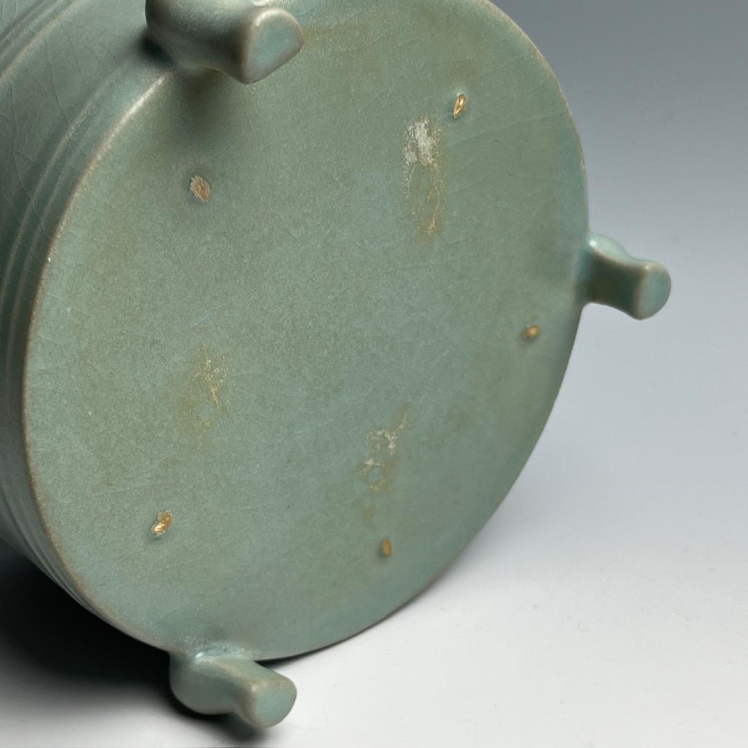 青磁 汝窯 玄紋三足香炉 古玩 中国美術 唐物 擺件 SN