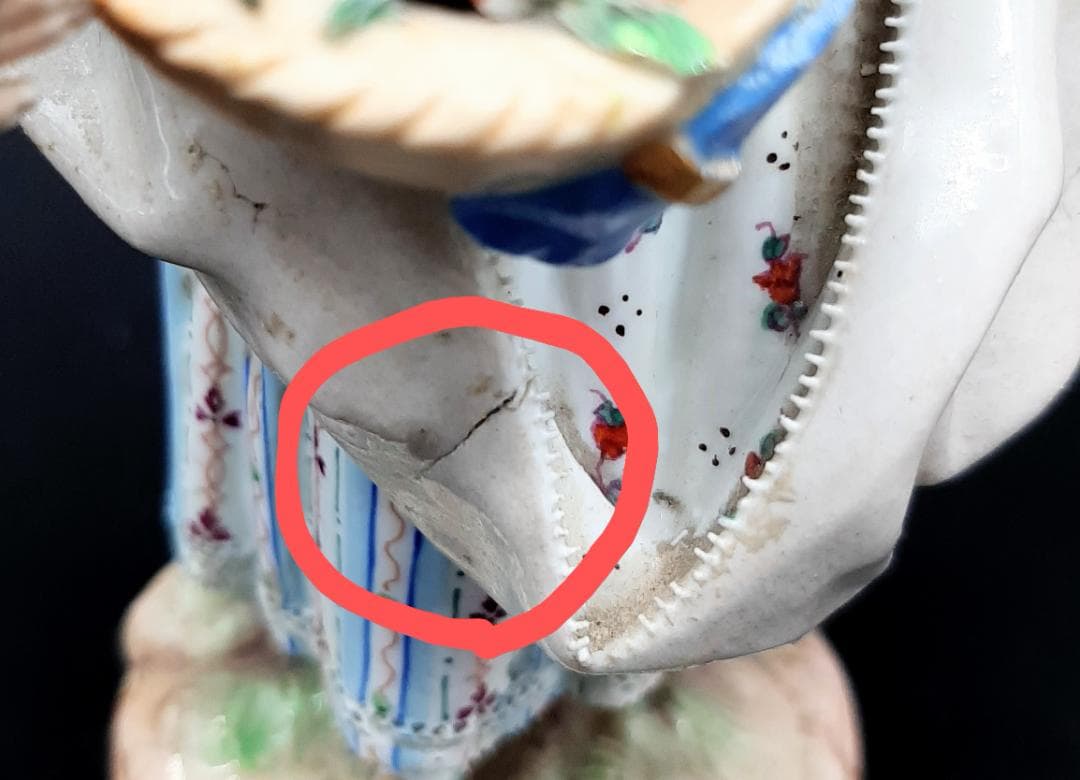 古マイセン／アシエ1768年『花摘みの女』大型フィギュリン美品1級品