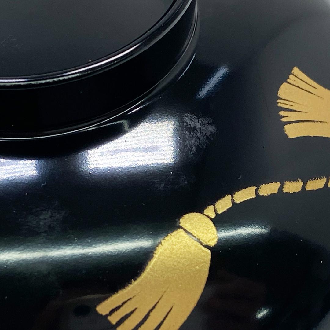 未使用 会津塗 乙造作 漆器 金彩 蒔絵 桜鈴紋 お吸物椀 5