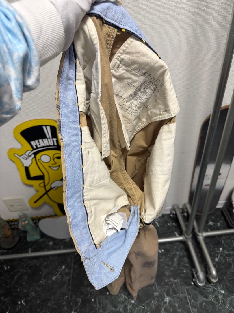POLO RALPH LAUREN チノパンツ 総柄 手描き トラウザーズ 32