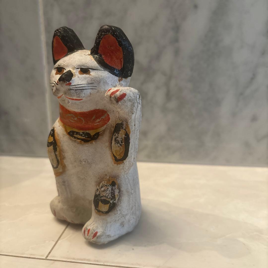 アンティーク三河土人形 手描きの美しい瞳やおヒゲ、色彩が美しい