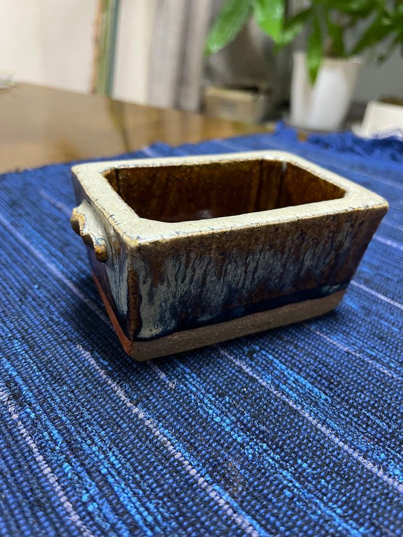 会津本郷焼 宗像窯 鰊鉢 ニシン鉢 角鉢 耳つき 飴釉 民芸