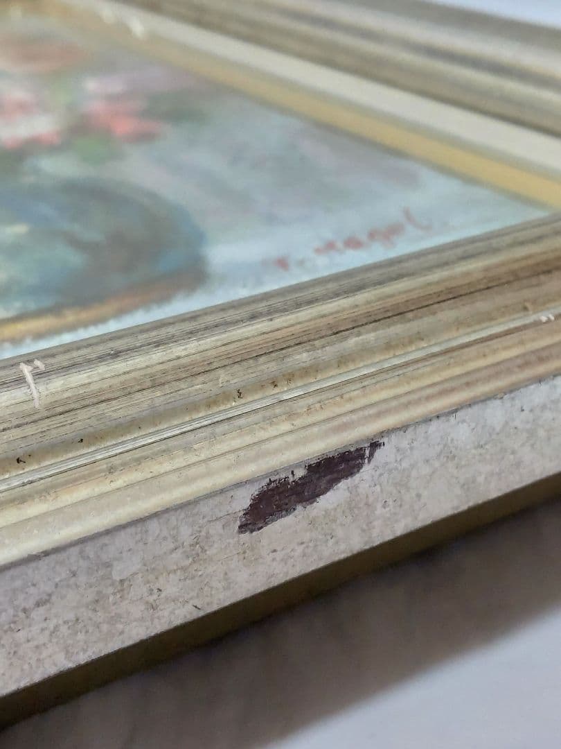 油絵　薔薇　肉筆　額装　油彩画