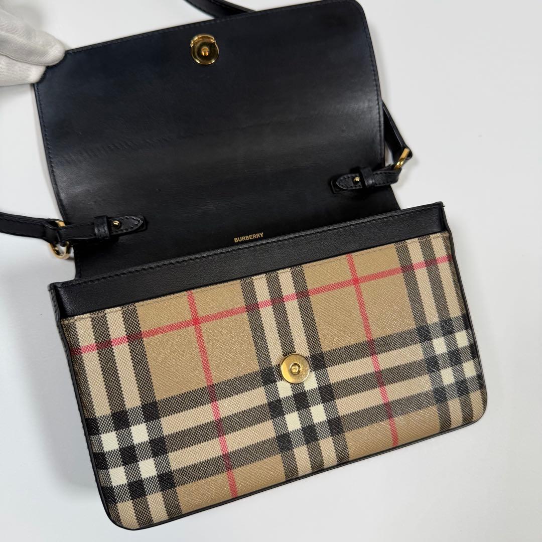 【極美品】バーバリー　ショルダーバッグ　ノバチェック　カーフレザー　PVC