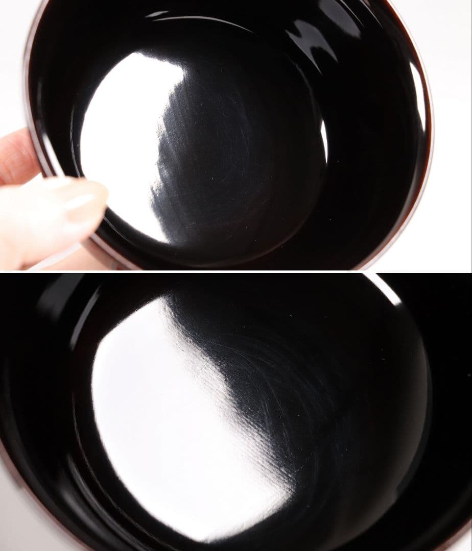 CK82 塗師 辻石斎 盃蓋吸物椀 四客 朱塗 黒塗 波に鳥 金蒔絵 木製漆器