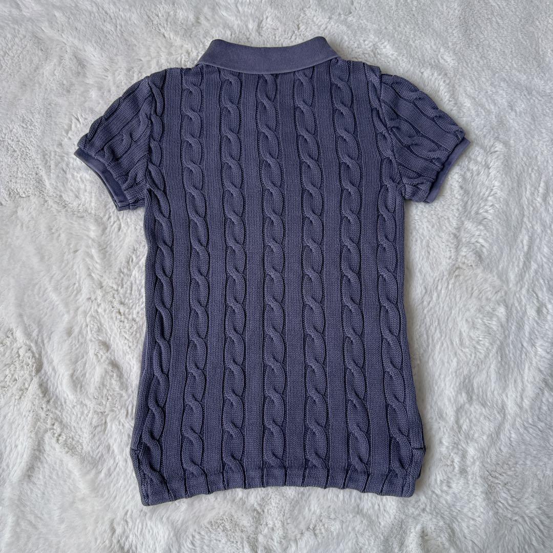 美品　ポロラルフローレン　ケーブルニット ポロシャツ　XS ネイビー　洗濯