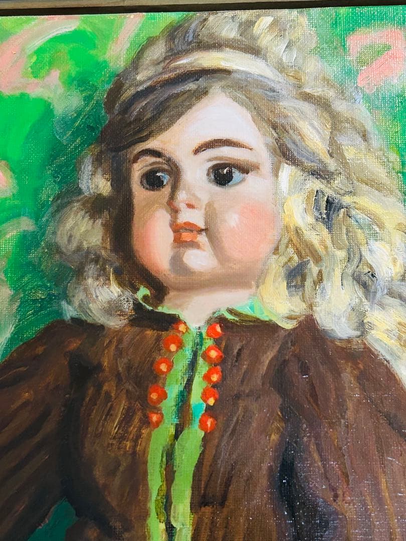 真作保証 田村孝之介 油彩8号 人形画 大地堂豪華額装 高島屋美術部購入 美品