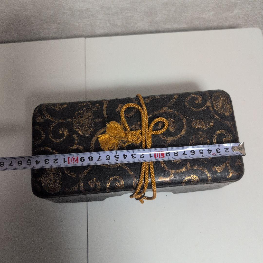 時代物　梨木　文箱　漆箱　漆器 収納箱 金色模様