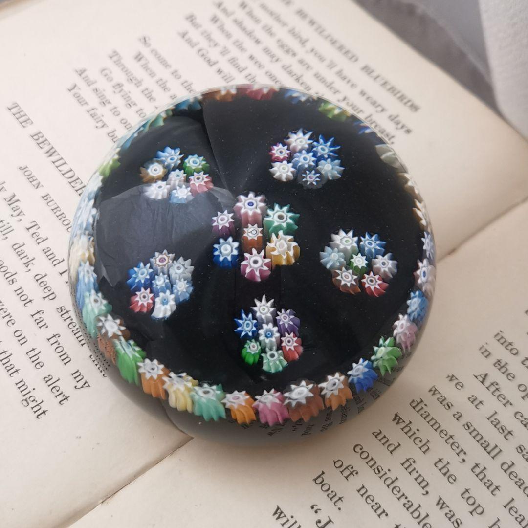 パースシャーvintage特大ミルフィオリペーパーウェイト ブラック