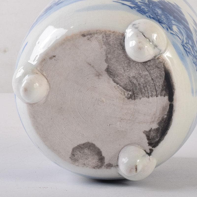 瀬戸焼 古瀬戸 染付秋草文 三つ足香炉 火入れ V R7933