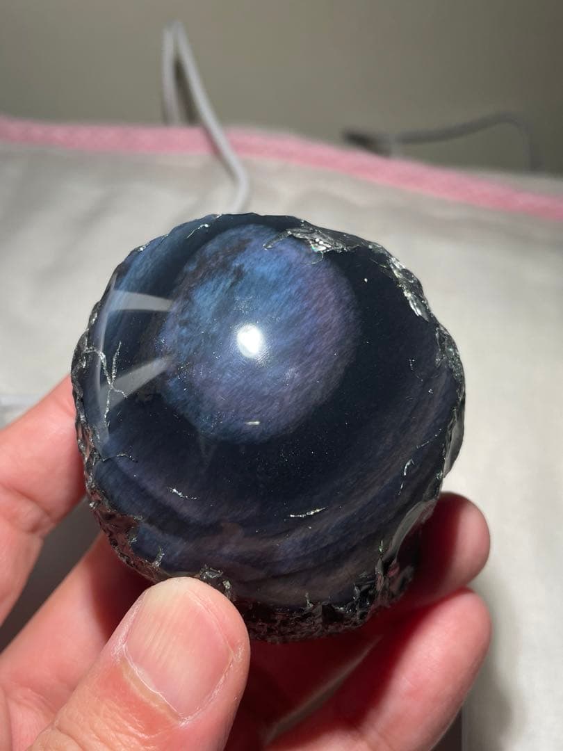 研磨品　十勝石玲瓏　ブルー、パープルシラー　レインボーオブシディアン　特級品