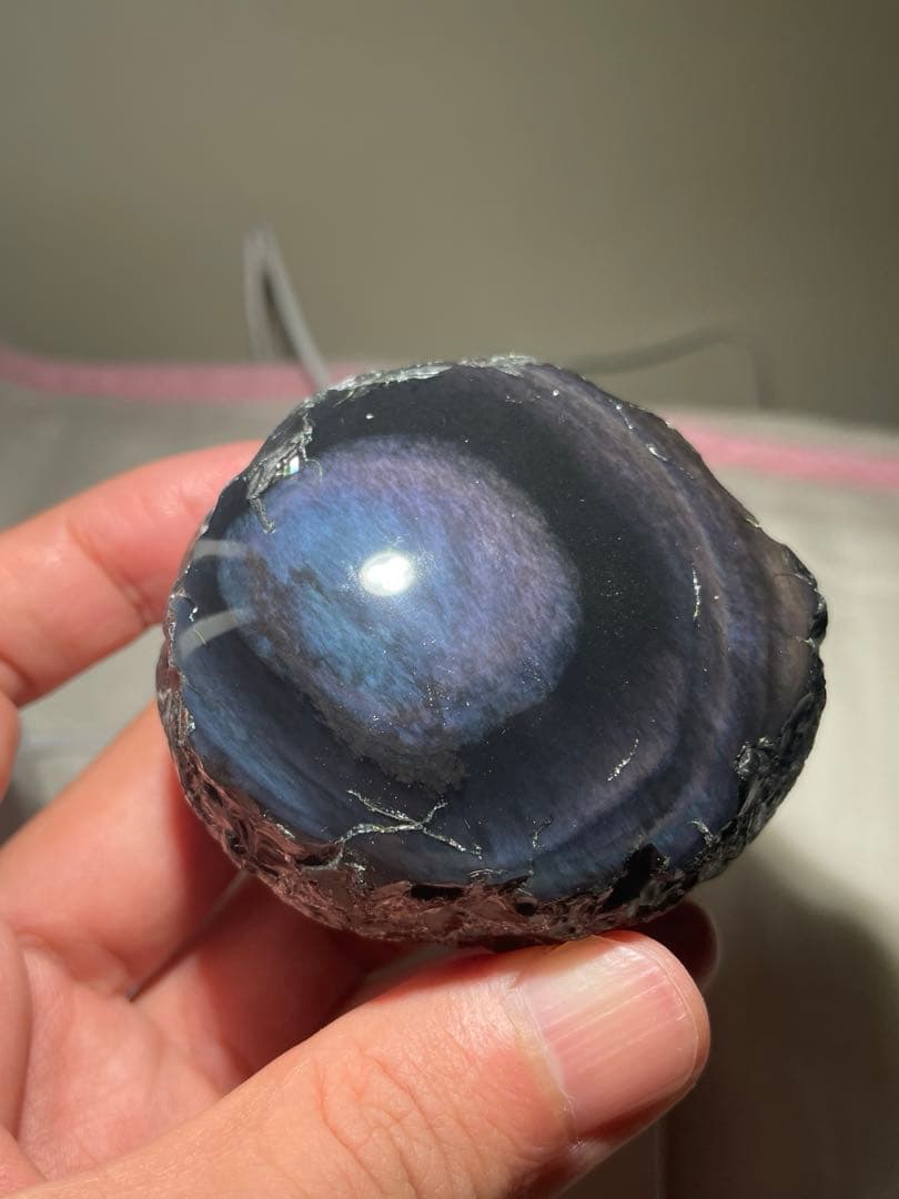 研磨品　十勝石玲瓏　ブルー、パープルシラー　レインボーオブシディアン　特級品