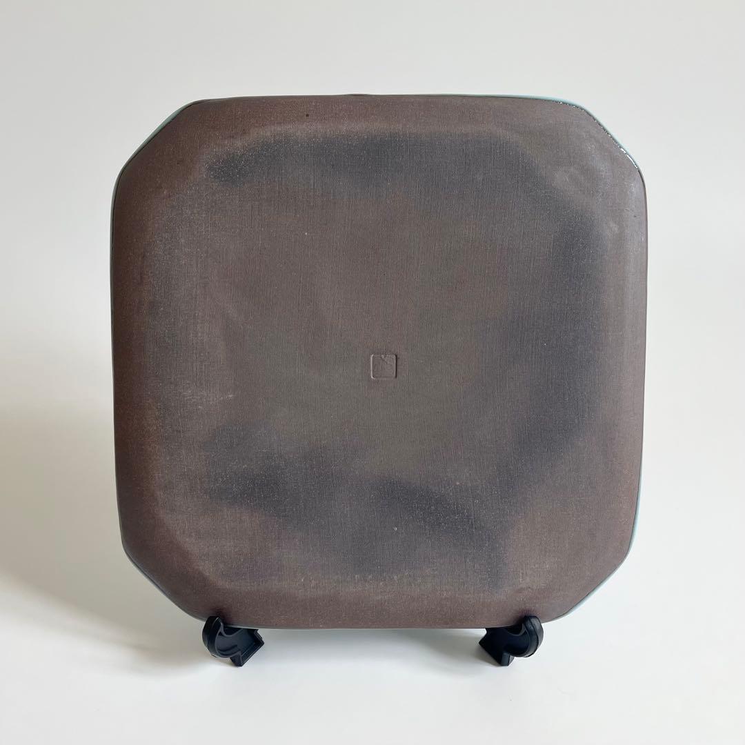 福島善三 鈞窯 角皿 22cm 人間国宝 本人銘 小石原焼 ちがいわ窯 青磁