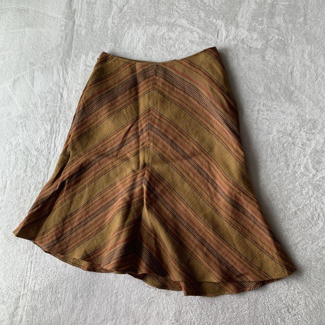 希少 RALPH LAUREN ラルフローレン リネン ストライプ スカート