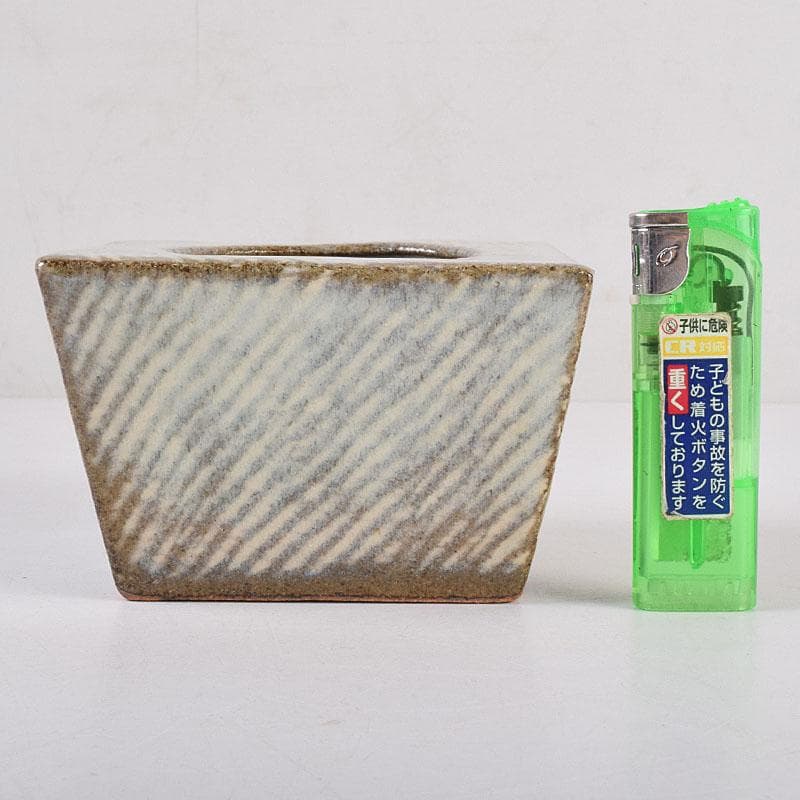 益子焼 島岡達三作 象嵌 四方灰皿 共箱 C R8944