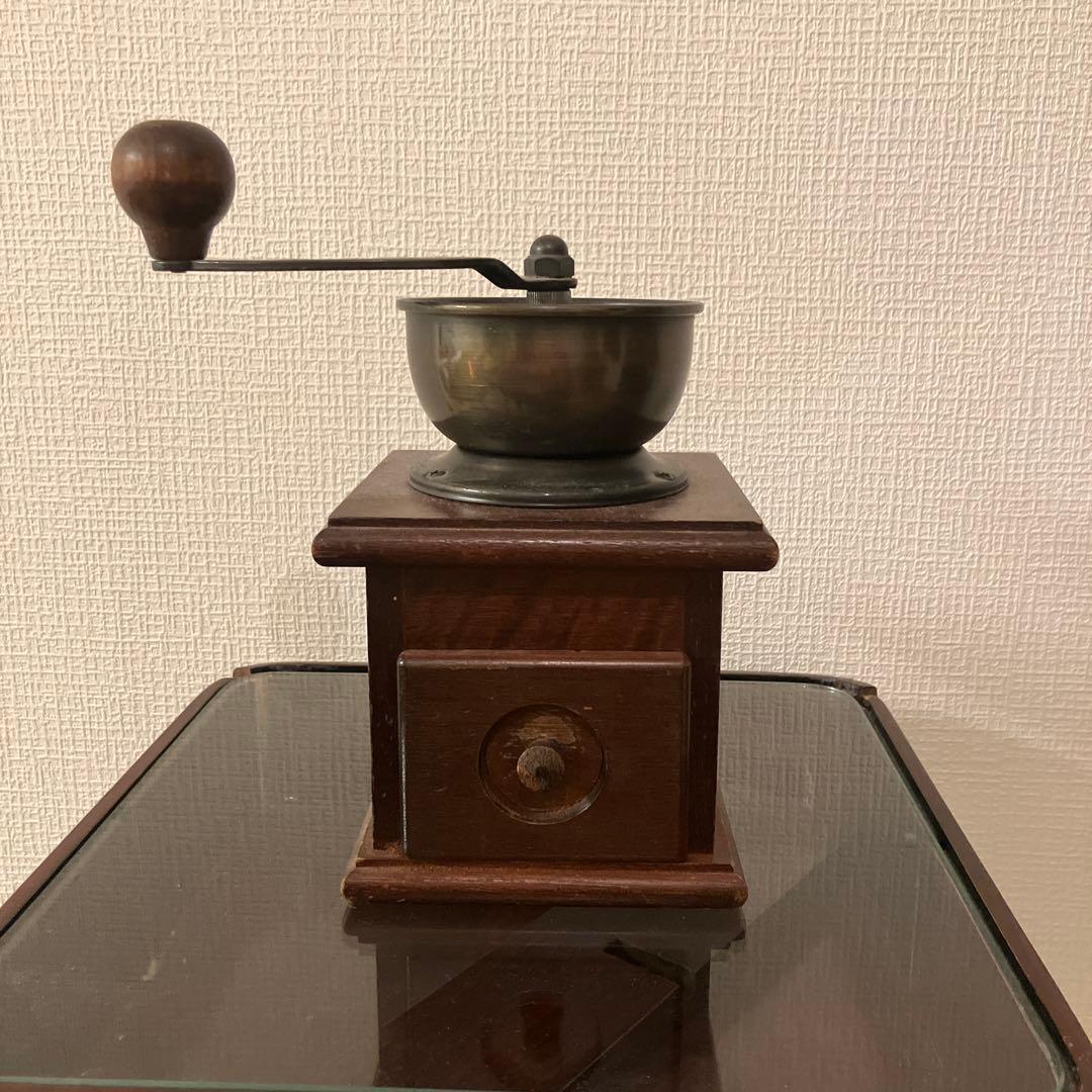 アンティーク レトロ 長椅子 バーチェア サイドテーブル コーヒーミル