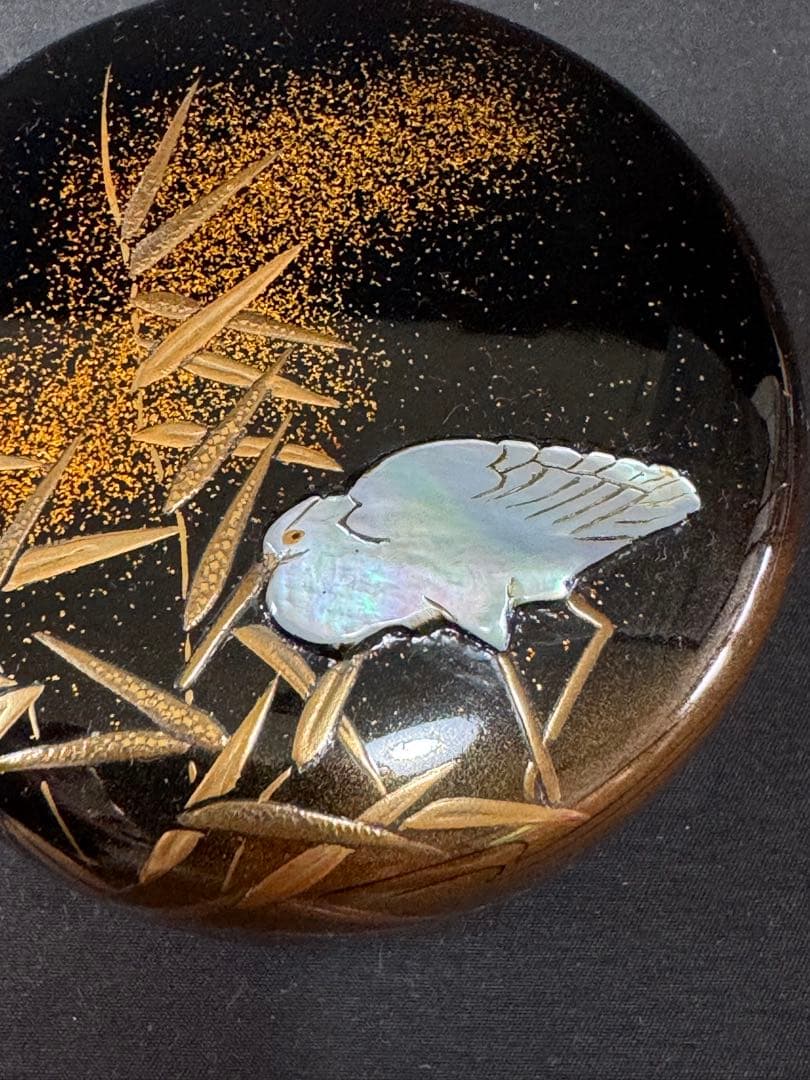 G30 送料無料 白鷺蒔絵 平棗 坂下廣作 茶道具 茶室 共箱 金彩蒔絵