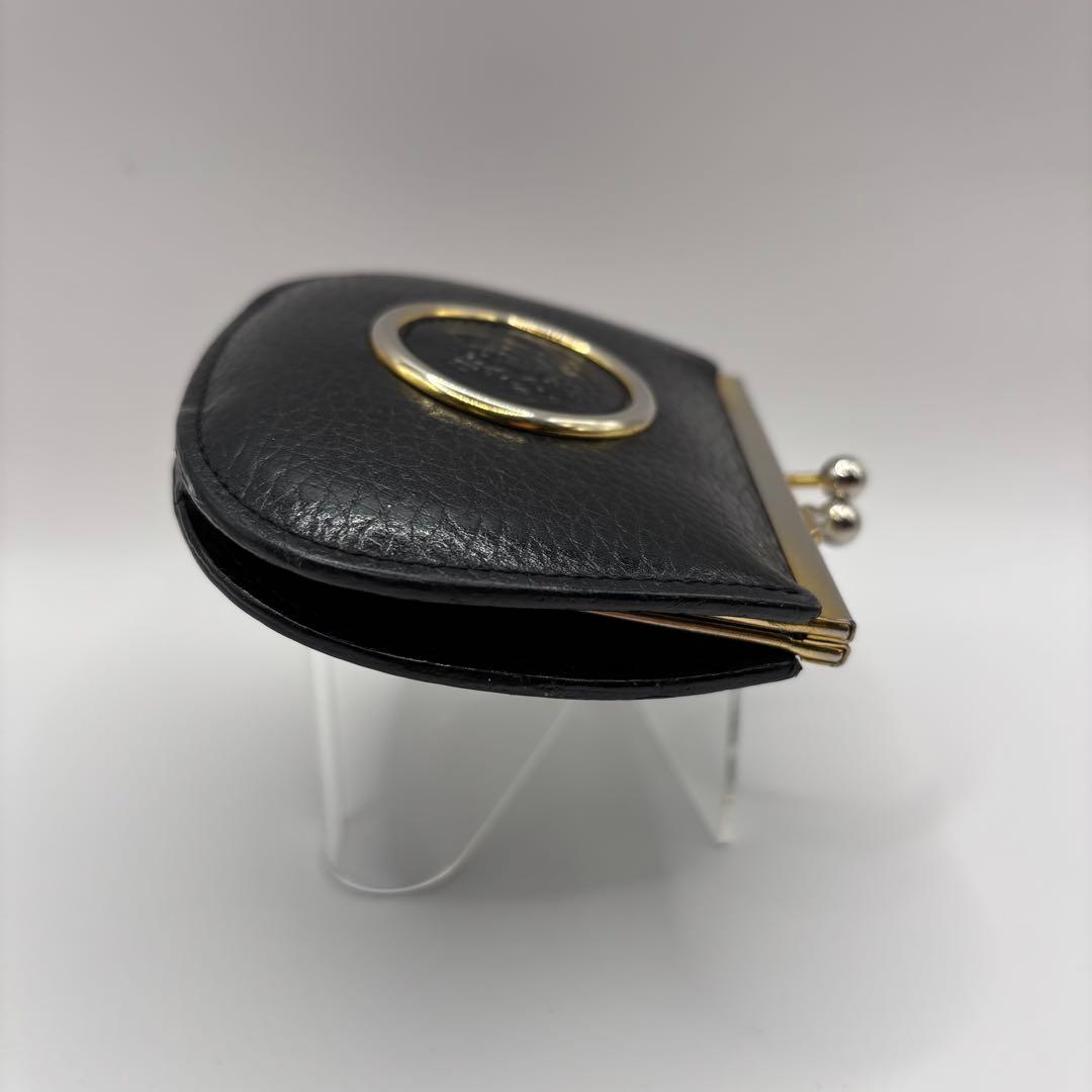 VERSACE　ケース　がま口　ブラック　レザー　メデューサ　ゴールド