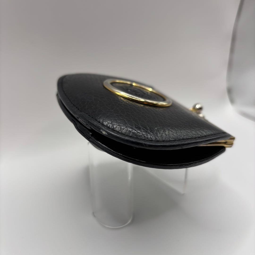 VERSACE　ケース　がま口　ブラック　レザー　メデューサ　ゴールド