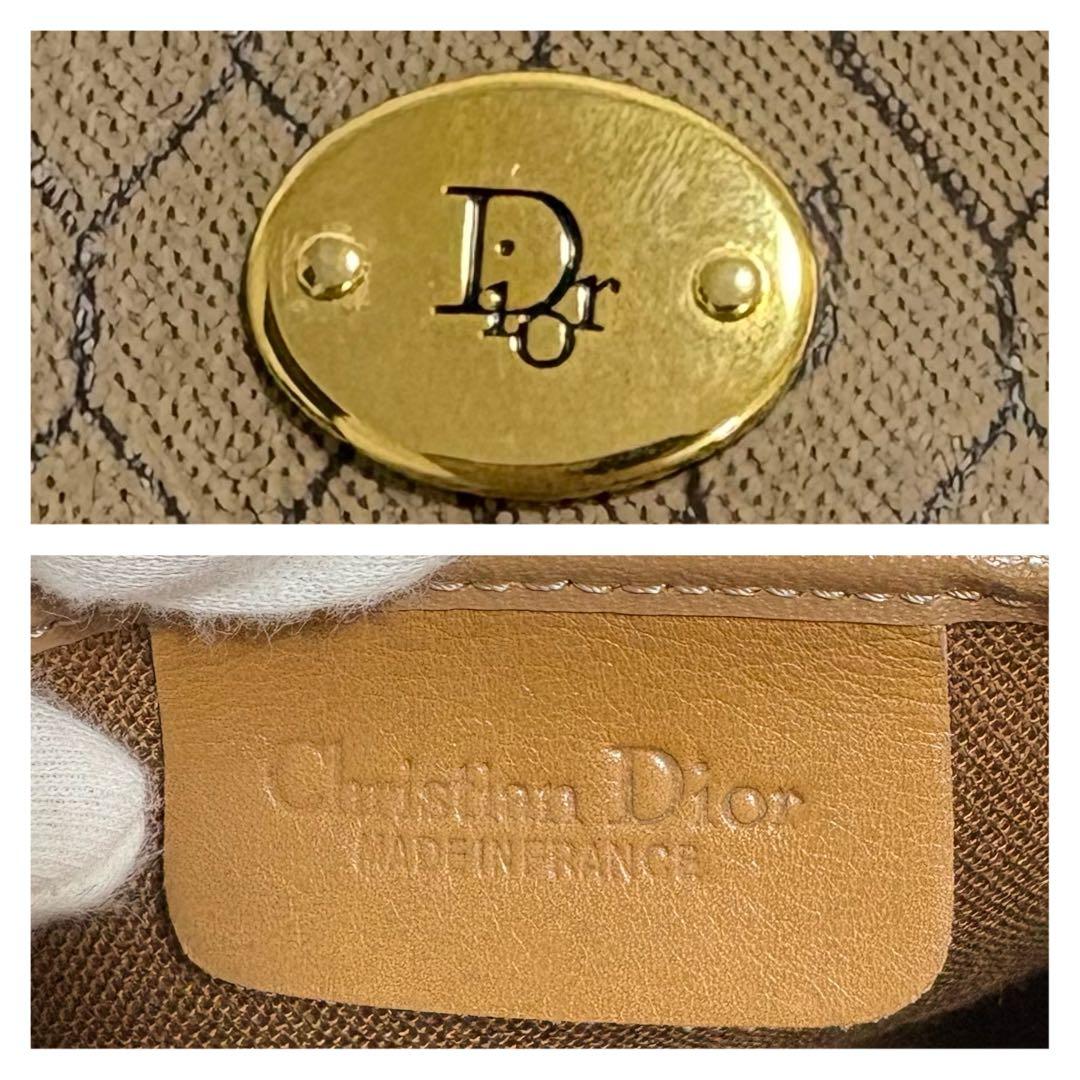 クリスチャンディオール ハニカム柄 総柄 チェーン ショルダーバッグ pvc 茶