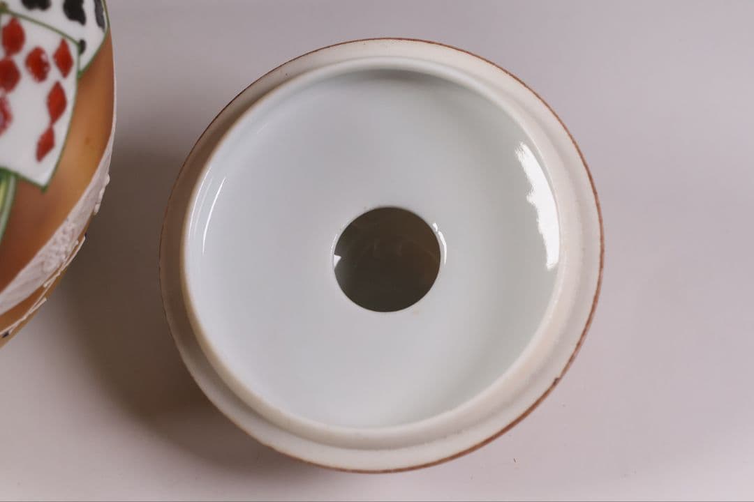 CM322】オールドノリタケ トランプ スリーハンドル 葉巻入れ 蓋物 盛上