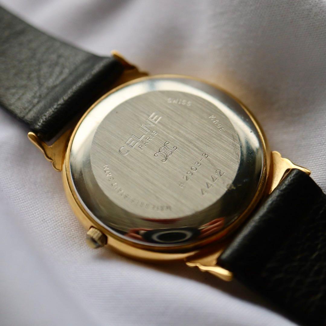 専用 CELINE スモセコ ローマン ゴールド メンズ 腕時計 1385.