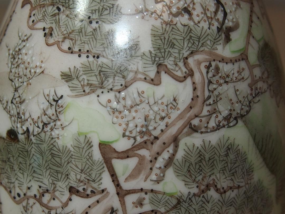 骨董・良品】明治期 九谷焼 於九谷/久香堂 大徳利 10客 山水鶴松