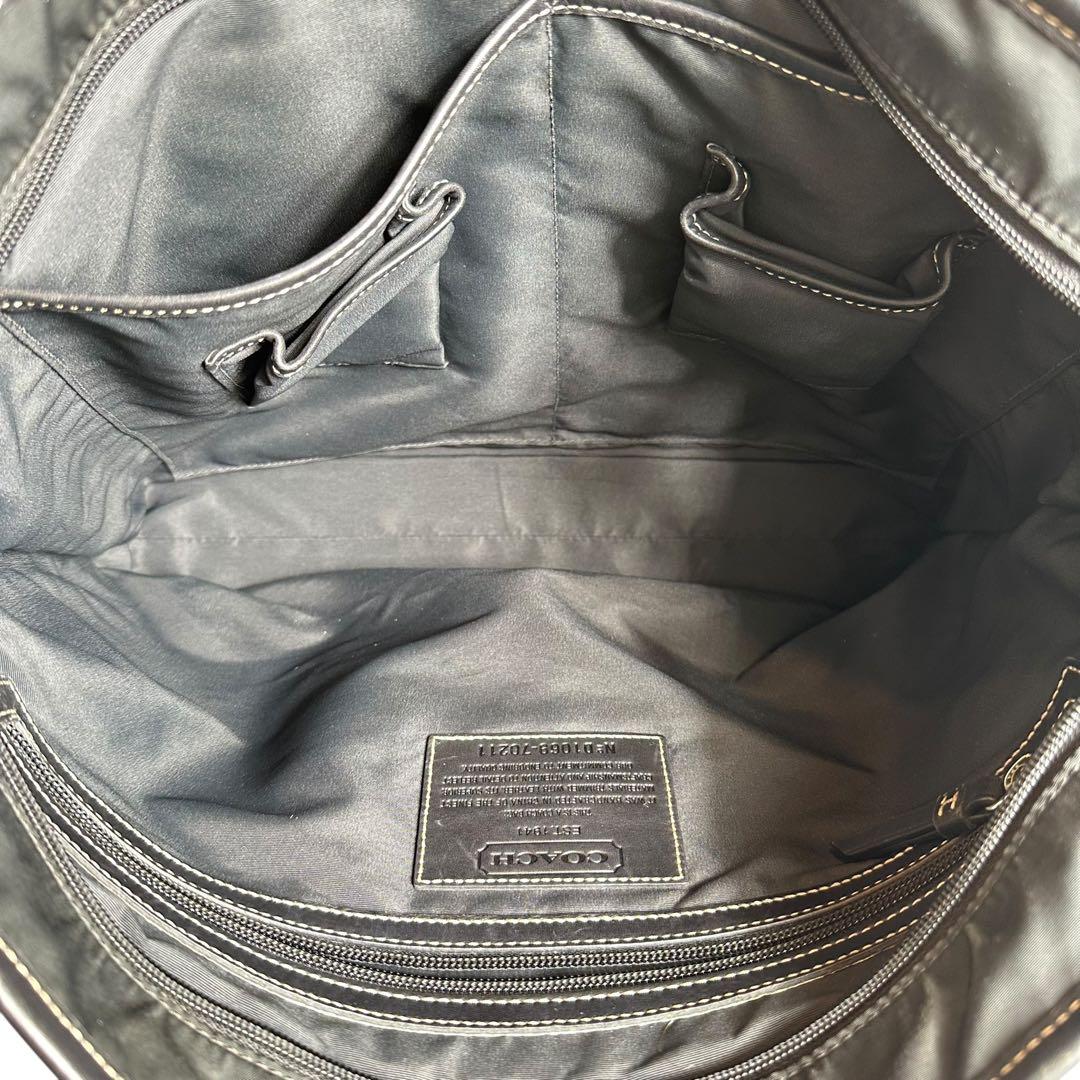 大容量　コーチ　2way ビジネスバッグ　ナイロン　レザー　ブラック