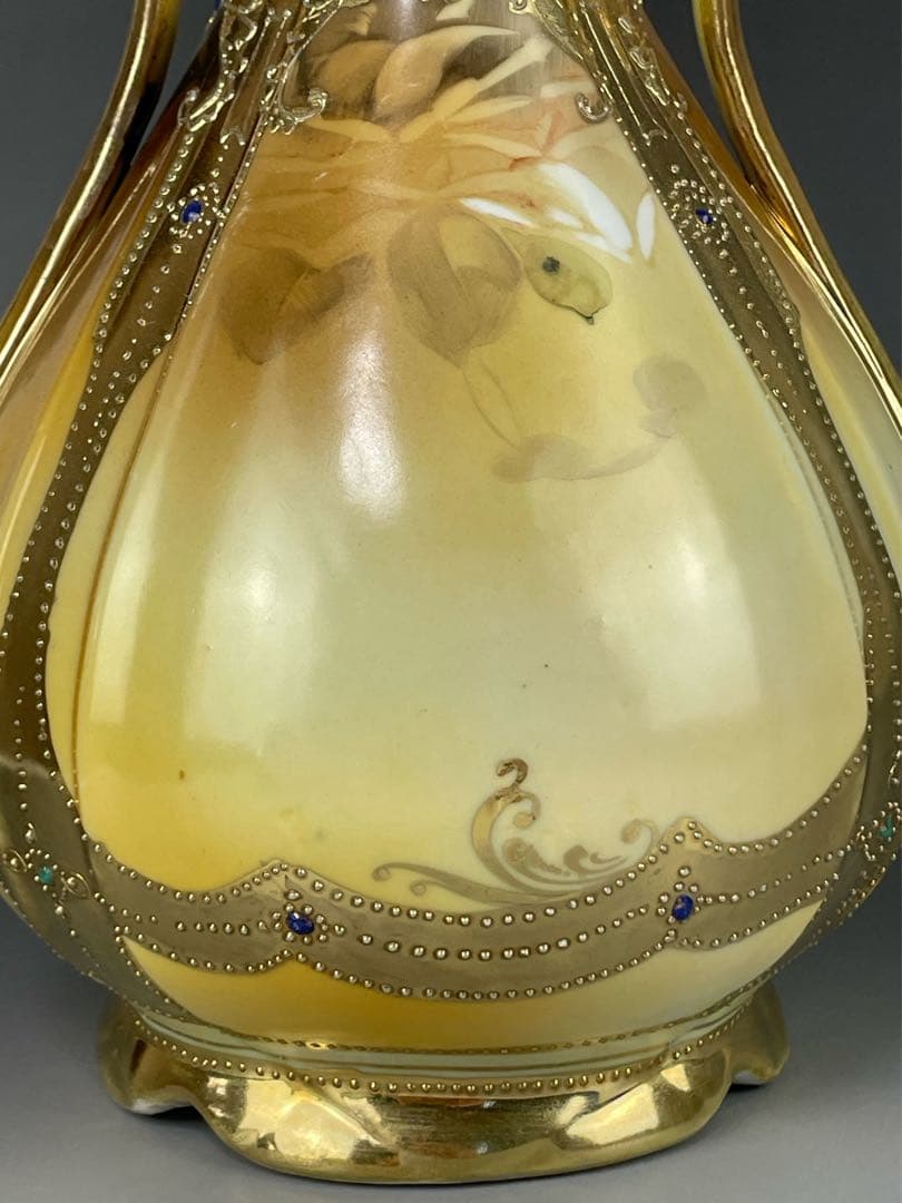 大型】オールドノリタケ 30cm アールヌーボー 薔薇紋 ジュエル金盛り