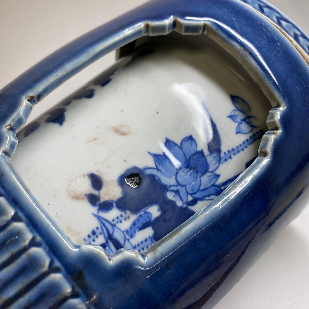 中国清時代 大清乾隆年製 瑠璃青花筆筒 木箱付 東Y7-0331☆2Fトニオ