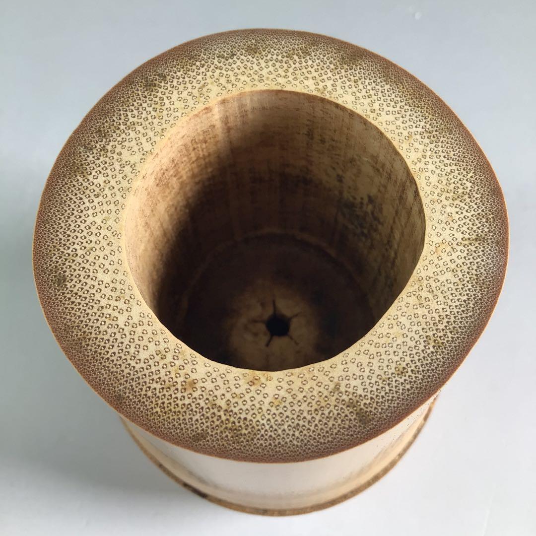 R131 蓋置 一双 『宗秦作』『大徳寺 松長剛山箱書』『竹蓋置』 共