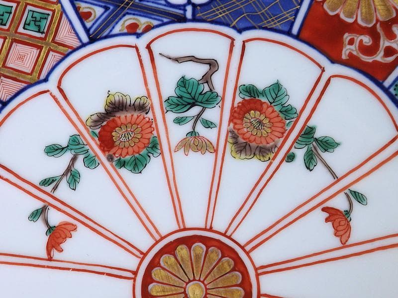 大聖寺伊万里　金襴手　菊花紋の図　８寸菊皿　E367AS-CPs