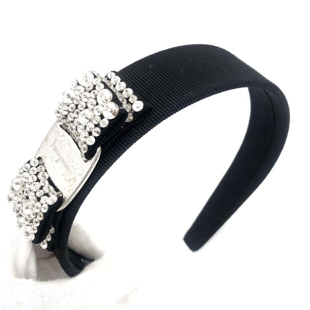 未使用級✨フェラガモ カチューシャ　ヴァラリボン　ビジュー ブラック