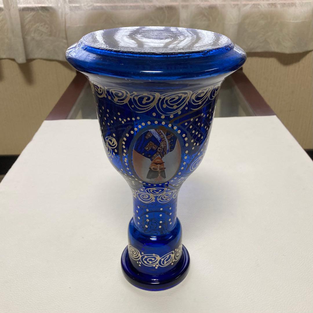 花瓶 花器 フラワーベース シーシャ 硝子 ボトル 瓶 青 レトロ