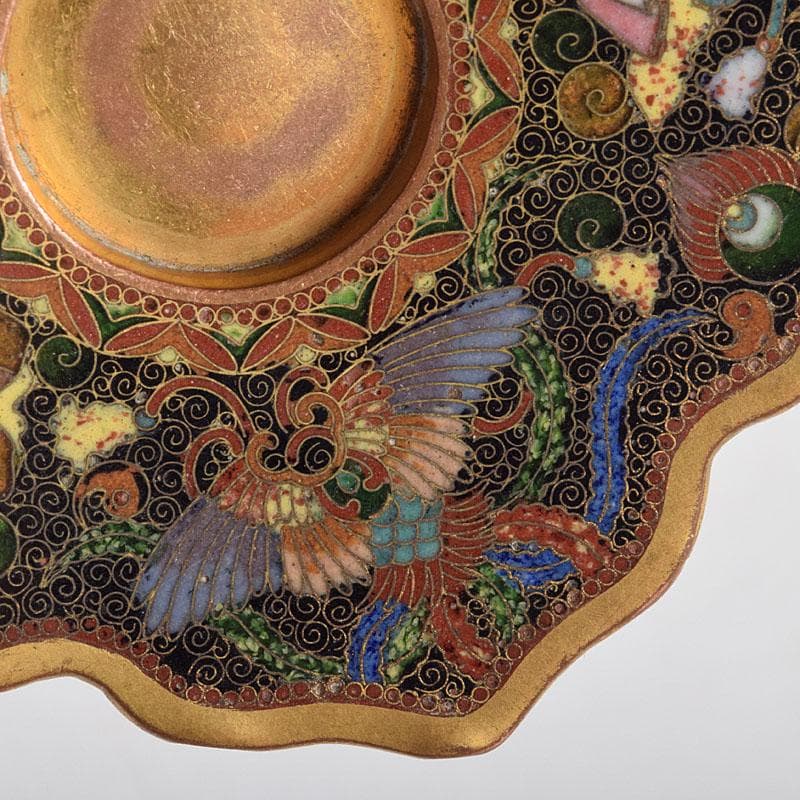 中国古七宝琺瑯彩神獣文煎茶碗茶托DR9211