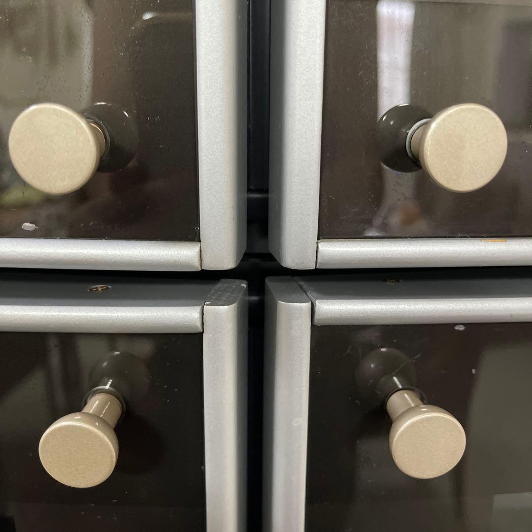 送料込み☆飾り棚 ブラック×シルバー ガラス扉 日本製 本棚としてもOKです