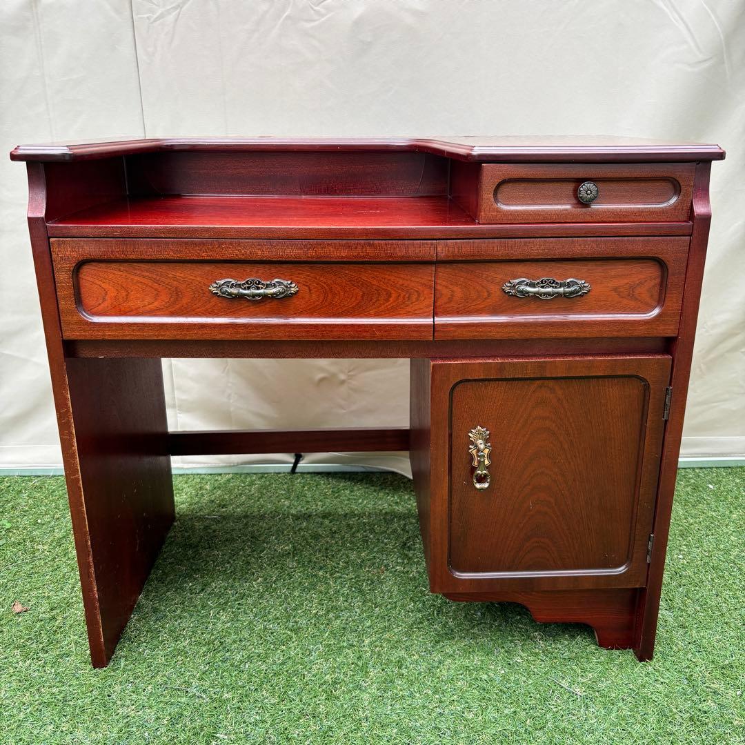 アンティーク】木製 学習机 勉強机 デスク 2杯 小引出し 昭和レトロ 古