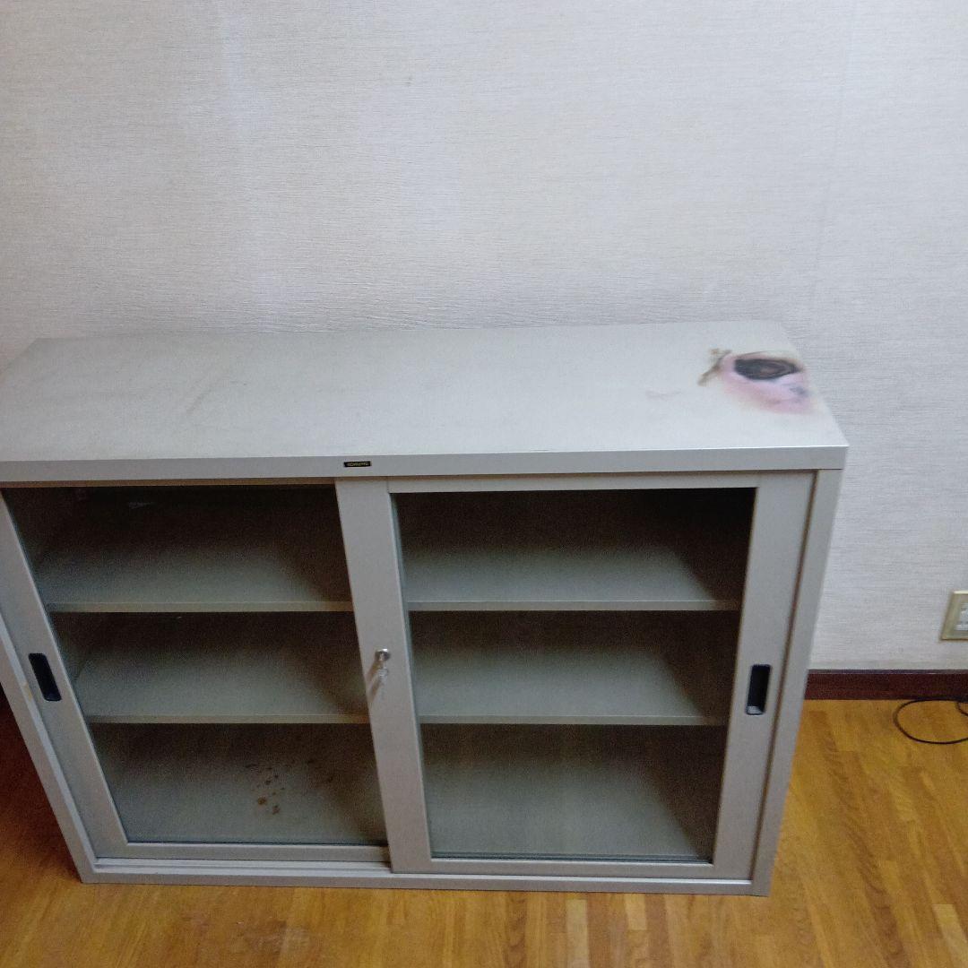 コクヨ キャビネットスライド式扉 グレー 汚れ有り 88×120×40cm