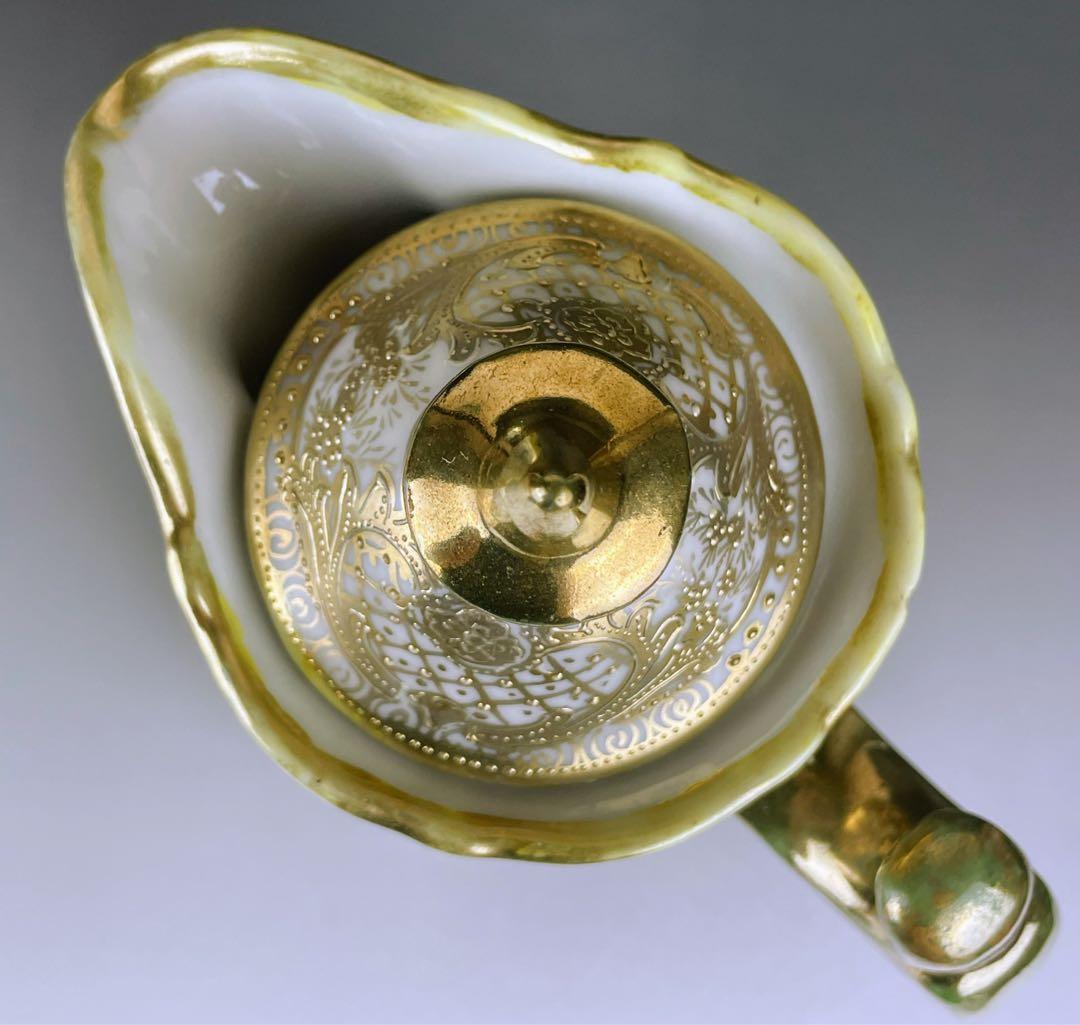 【大型31cm】オールドニッポン アールヌーボー様式 金盛り チョコレートポット