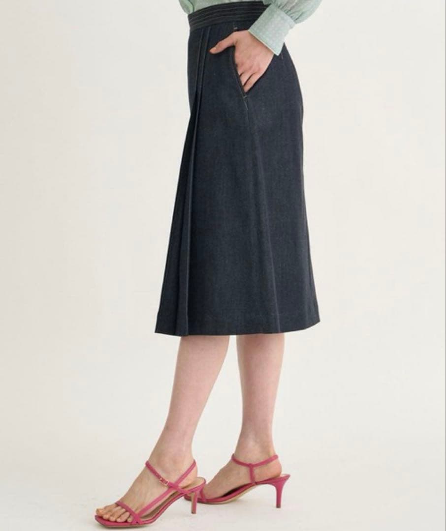 【新品】ANAYI シルク混 デニムライクタック スカート 36 アナイ